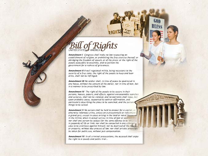 Historic pistol, Bill of Rights, Protestors, Supreme Court Building